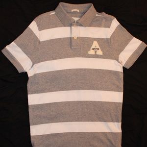 Abercrombie Fitch Polo Grey/White Stripes - XXL